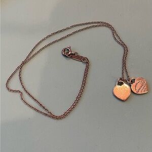 Tiffany & Co. Silver Double Heart Tag Necklace